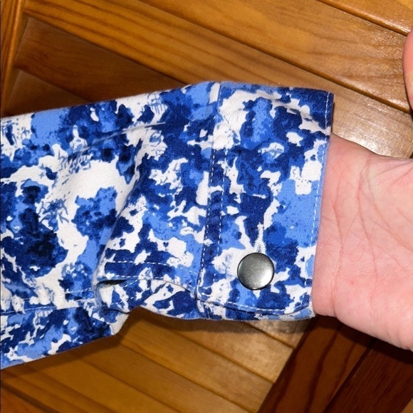 Chadwick’s of Boston Blue Floral Button-Up Denim Jacket Size Large - Picture 5 of 9
